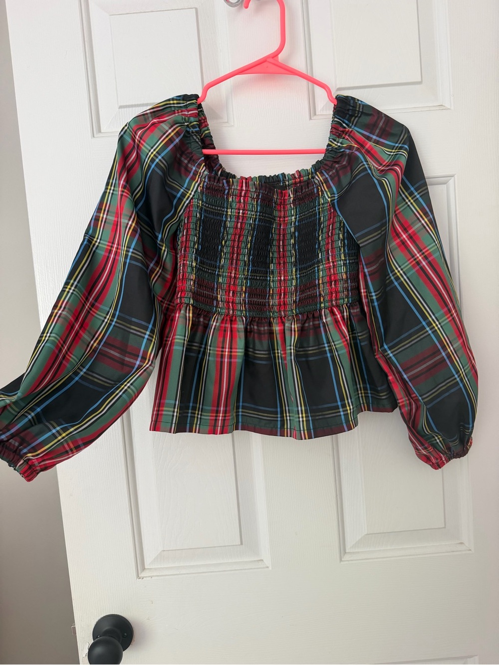 J. Crew Holiday Plaid Smocked Shirt